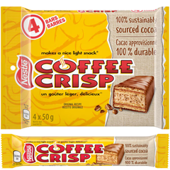 Coffee Crisp Milk Chocolate Wafer Bars — Pack of 6 × 200g Multipacks (4 × 50g Bars per pack)