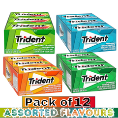 Trident Sugar-Free Chewing Gum – Assorted Flavours – 14 Pieces – Pack of 12