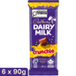 Cadbury Dairy Milk Crunchie Milk Chocolate Bar — Pack of 6 × 90g