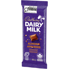 Cadbury Dairy Milk Almond Milk Chocolate Bar — Pack of 6 × 90g