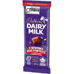 Cadbury Dairy Milk Fireworks Popping Candy Milk Chocolate Bar — Pack of 6 × 90g