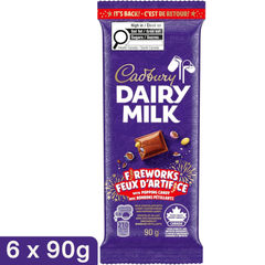 Cadbury Dairy Milk Fireworks Popping Candy Milk Chocolate Bar — Pack of 6 × 90g