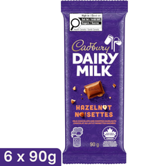 Cadbury Dairy Milk Hazelnut Milk Chocolate Bar — Pack of 6 × 90g