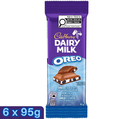 Cadbury Dairy Milk OREO Milk Chocolate Bar — Pack of 6 × 95g