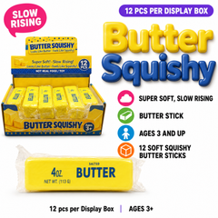 Dream Butter Squishy Slow Rising Stress Ball, Soft Novelty Fidget Toy, 12 Piece Display Box