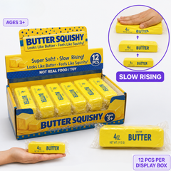 Dream Butter Squishy Slow Rising Stress Ball, Soft Novelty Fidget Toy, 12 Piece Display Box