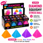 Dream Diamond Squishy Stress Ball, Pyramid Squeeze Fidget Toy, 12 Piece Display Box