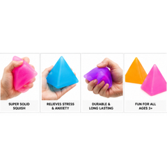 Dream Diamond Squishy Stress Ball, Pyramid Squeeze Fidget Toy, 12 Piece Display Box
