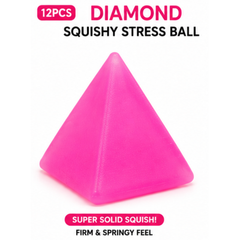 Dream Diamond Squishy Stress Ball, Pyramid Squeeze Fidget Toy, 12 Piece Display Box