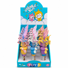 Dream Flying Unicorn Candy Toy, 3 Colours, Hand Crank Flapping Wings, 12 Piece Display Box