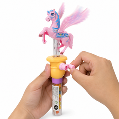 Dream Flying Unicorn Candy Toy, 3 Colours, Hand Crank Flapping Wings, 12 Piece Display Box