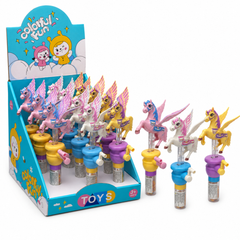 Dream Flying Unicorn Candy Toy, 3 Colours, Hand Crank Flapping Wings, 12 Piece Display Box