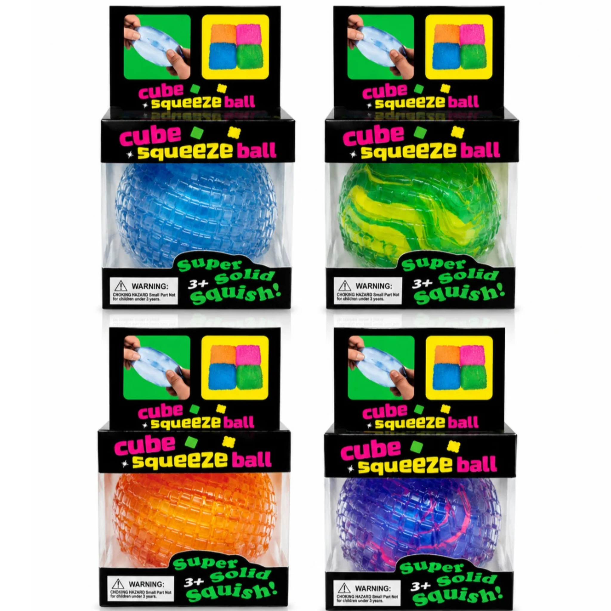 Dream Cube Squeeze Ball Squishy Stress Ball, Neon Colours Fidget Toy, 12 Piece Display Box