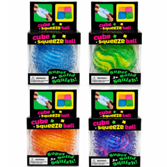Dream Cube Squeeze Ball Squishy Stress Ball, Neon Colours Fidget Toy, 12 Piece Display Box