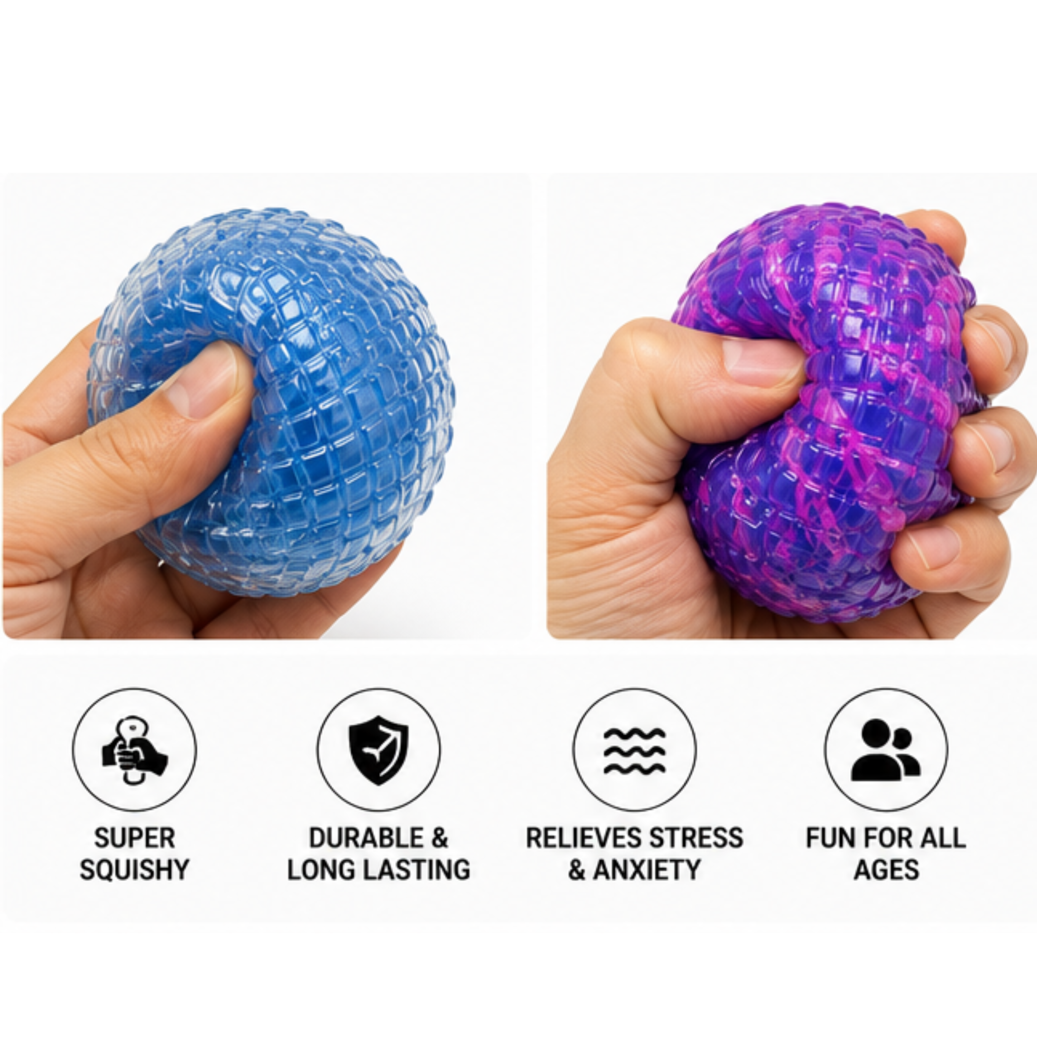 Dream Cube Squeeze Ball Squishy Stress Ball, Neon Colours Fidget Toy, 12 Piece Display Box