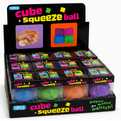 Dream Cube Squeeze Ball Squishy Stress Ball, Neon Colours Fidget Toy, 12 Piece Display Box