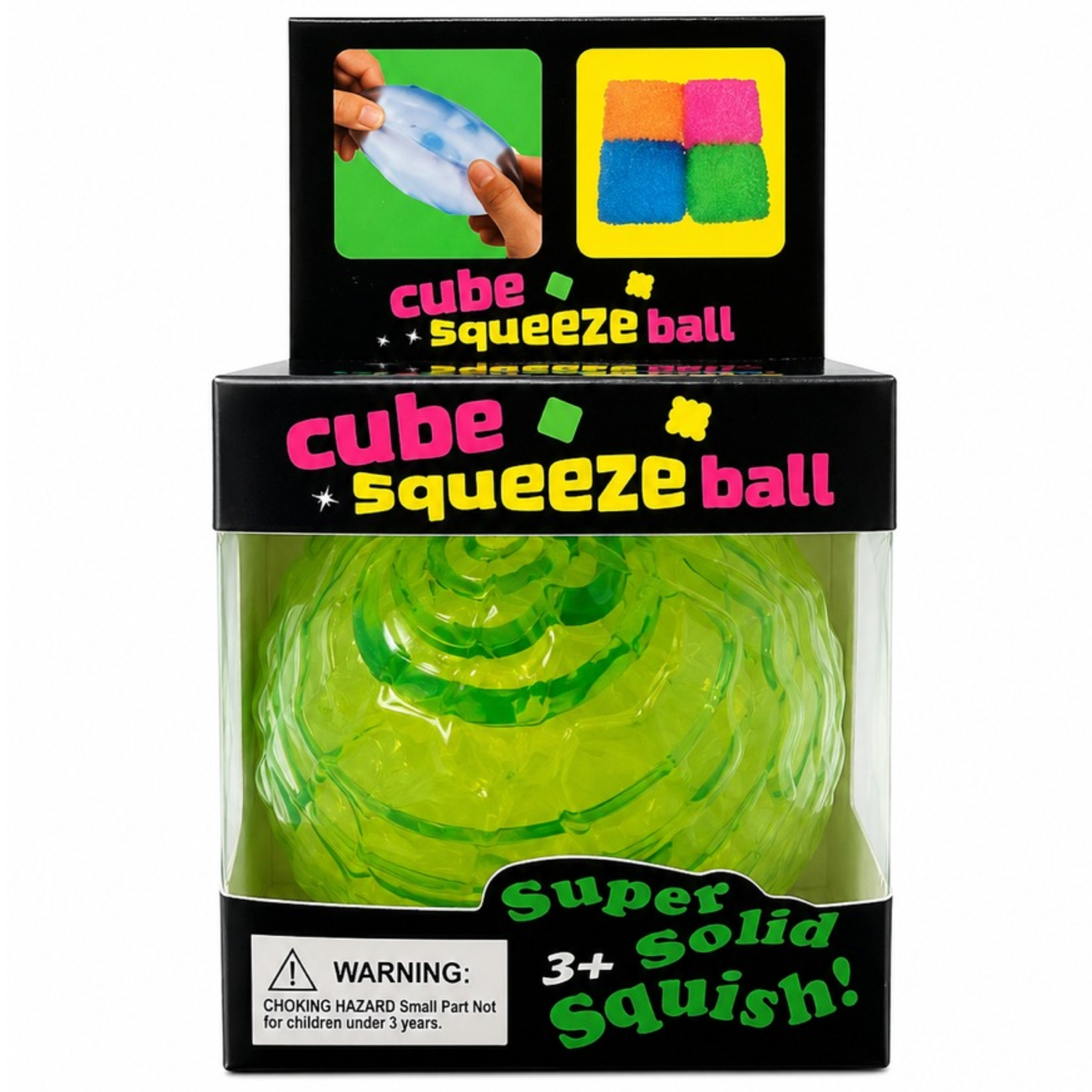 Dream Cube Squeeze Ball Squishy Stress Ball, Neon Colours Fidget Toy, 12 Piece Display Box
