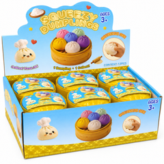 Dream Squeezy Dumplings Squishy Stress Ball with Steamer Basket, 12 Piece Display Box