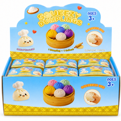 Dream Squeezy Dumplings Squishy Stress Ball with Steamer Basket, 12 Piece Display Box