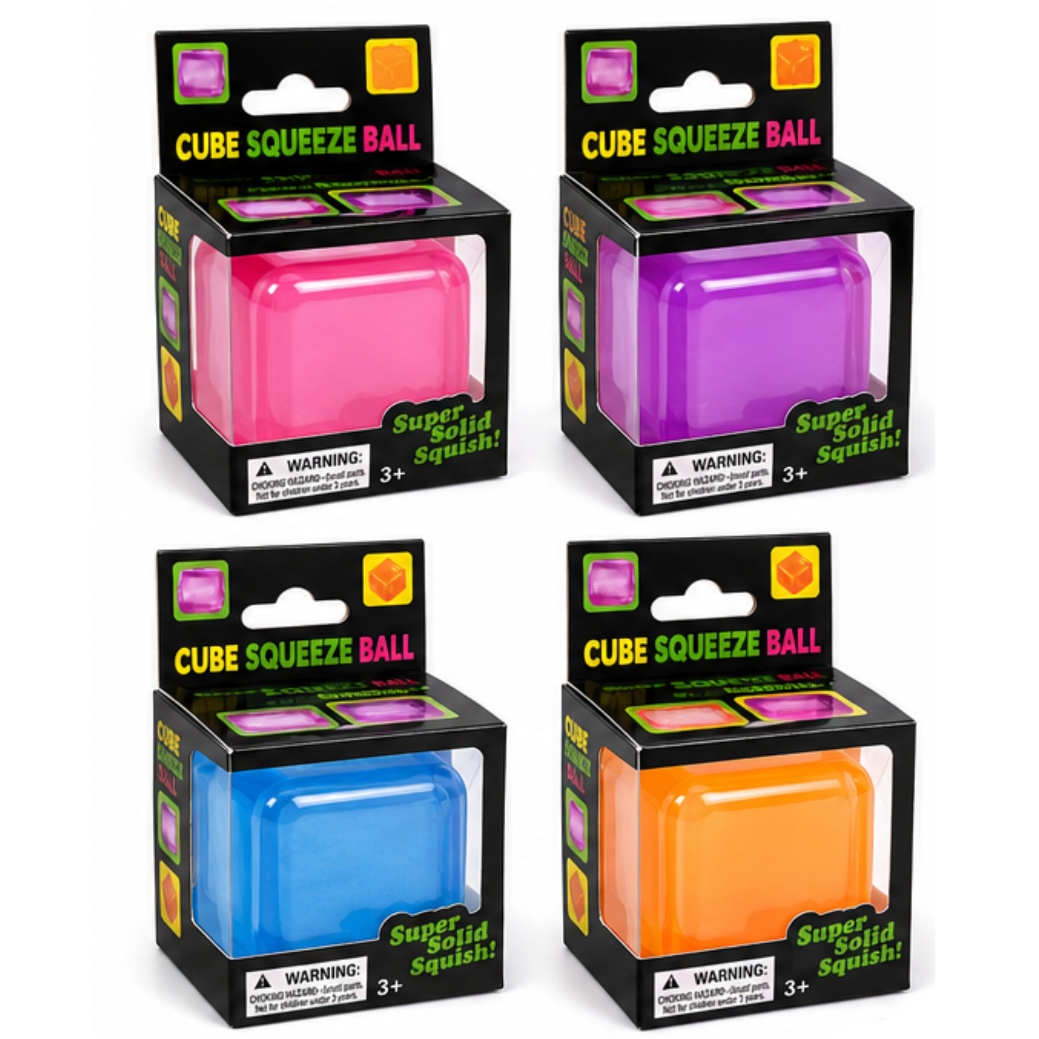 Dream Squishy Cube Stress Ball, Soft Squeeze Fidget Toy, 12 Piece Display Box