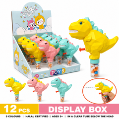 Dream T-Rex Dinosaur Water Squirter Candy Toy, 3 Colours, Halal, 12 Piece Display Box