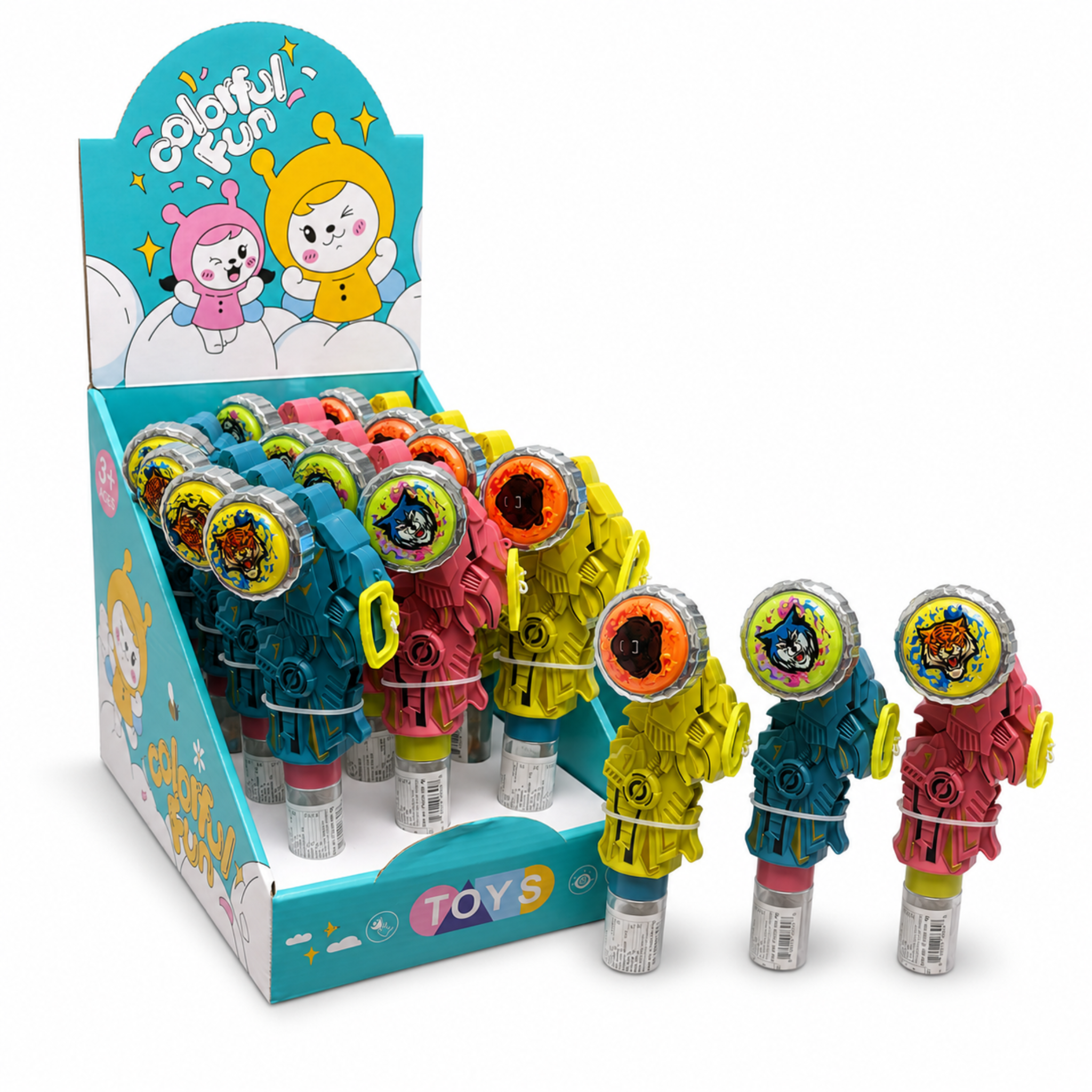 Dream Dino Gyro Spinner Candy Toy, 3 Colours, Halal, 12 Piece Display Box