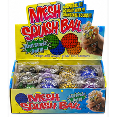 Dream Mesh Squish Ball Glitter, Squeeze Stress Relief Fidget Toy, 12 Piece Display Box