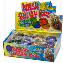 Dream Mesh Squish Ball Glitter, Squeeze Stress Relief Fidget Toy, 12 Piece Display Box