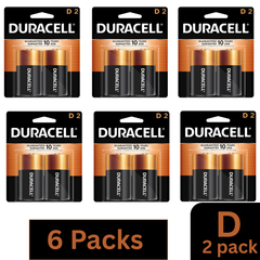 Duracell Coppertop D Batteries 2-Count 6 Packs Bulk Wholesale Alkaline