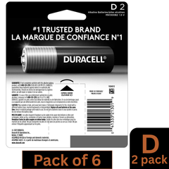 Duracell Coppertop D Batteries 2-Count 6 Packs Bulk Wholesale Alkaline