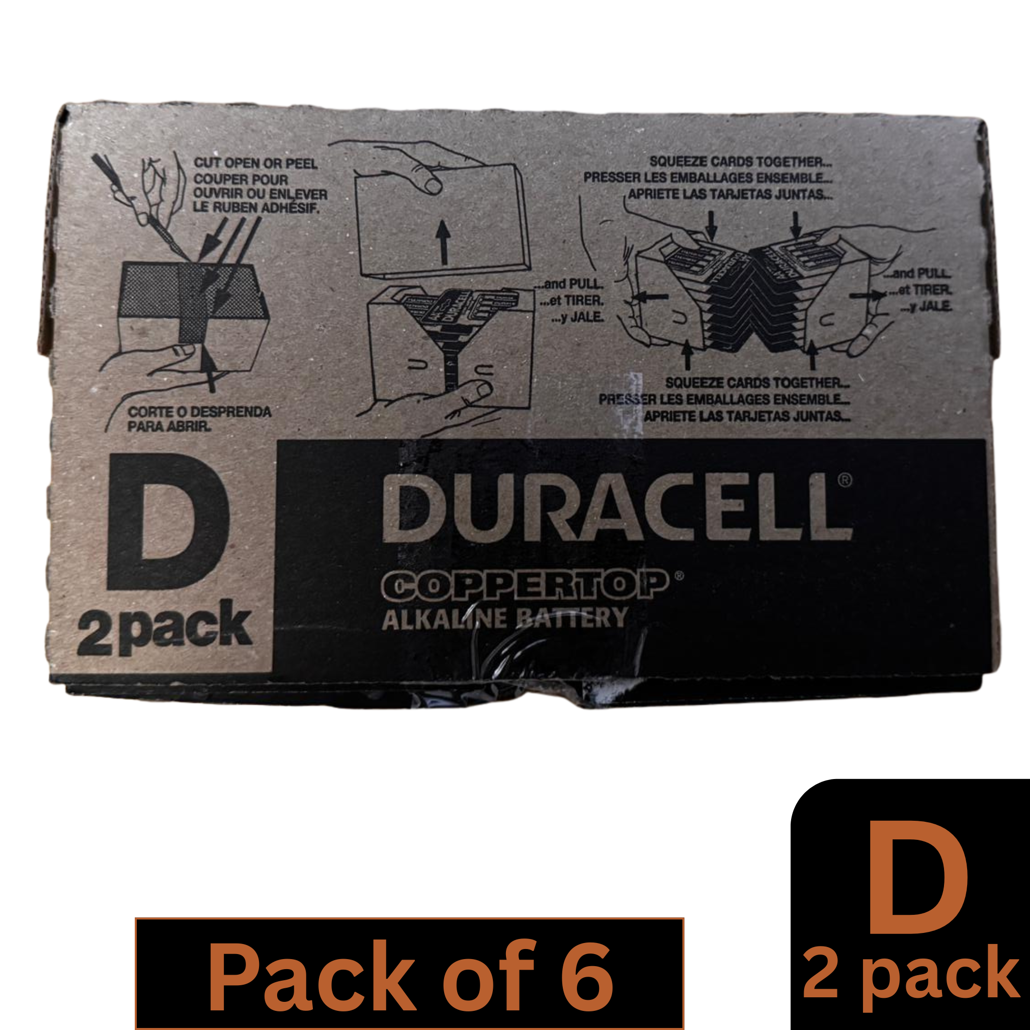 Box of Duracell Coppertop D Batteries 2-Count 6 Packs Bulk Wholesale Alkaline