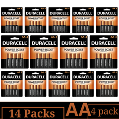 Duracell Coppertop AA Alkaline Batteries – 4-Count Pack (14 Packs) – Long-Lasting Double A Batteries