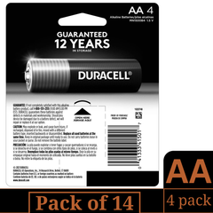 Duracell Coppertop AA Alkaline Batteries – 4-Count Pack (14 Packs) – Long-Lasting Double A Batteries