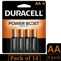 Duracell Coppertop AA Alkaline Batteries – 4-Count Pack (14 Packs) – Long-Lasting Double A Batteries