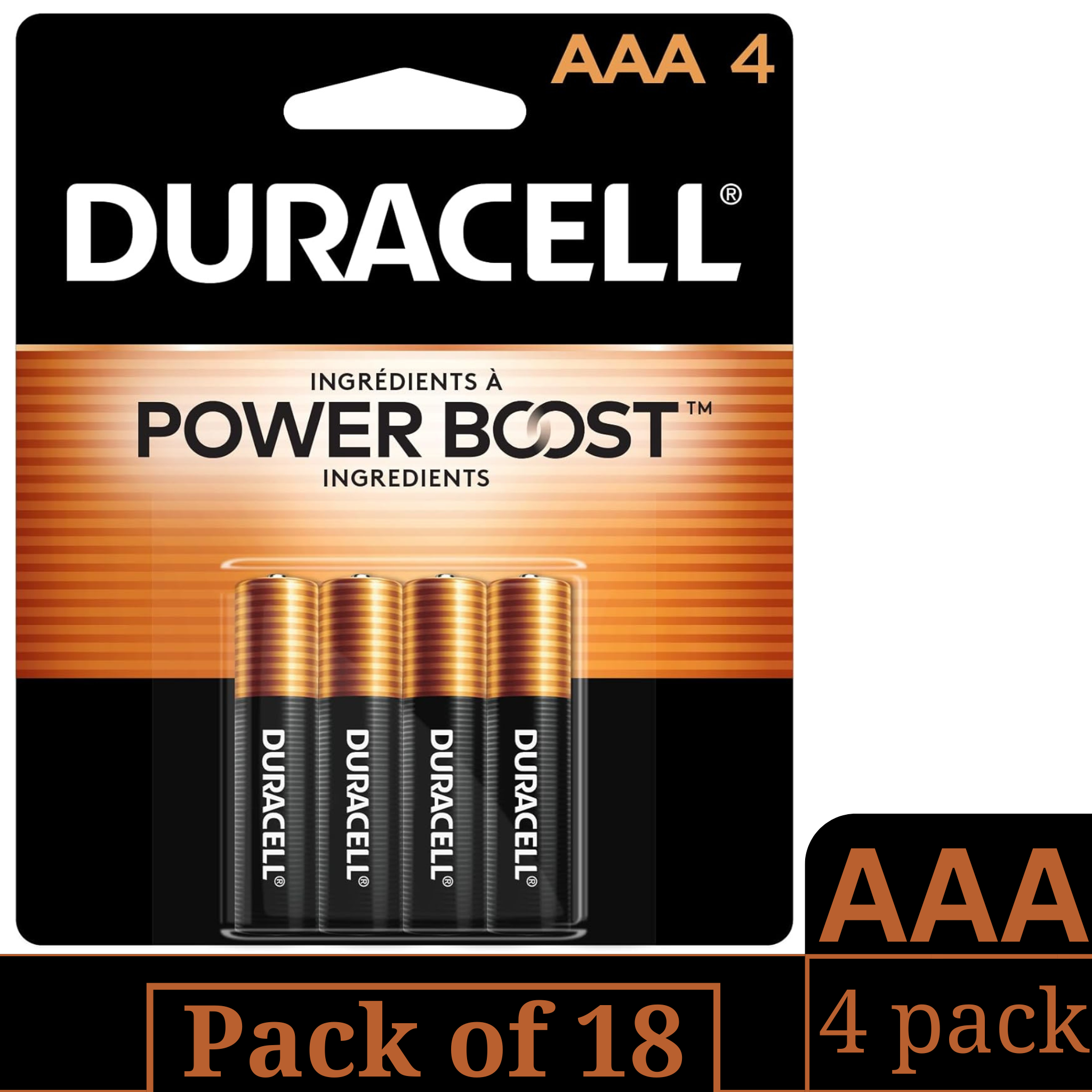 Duracell Coppertop AAA Alkaline Batteries Bulk – 4-Count x 18 Pack (72 Cells)