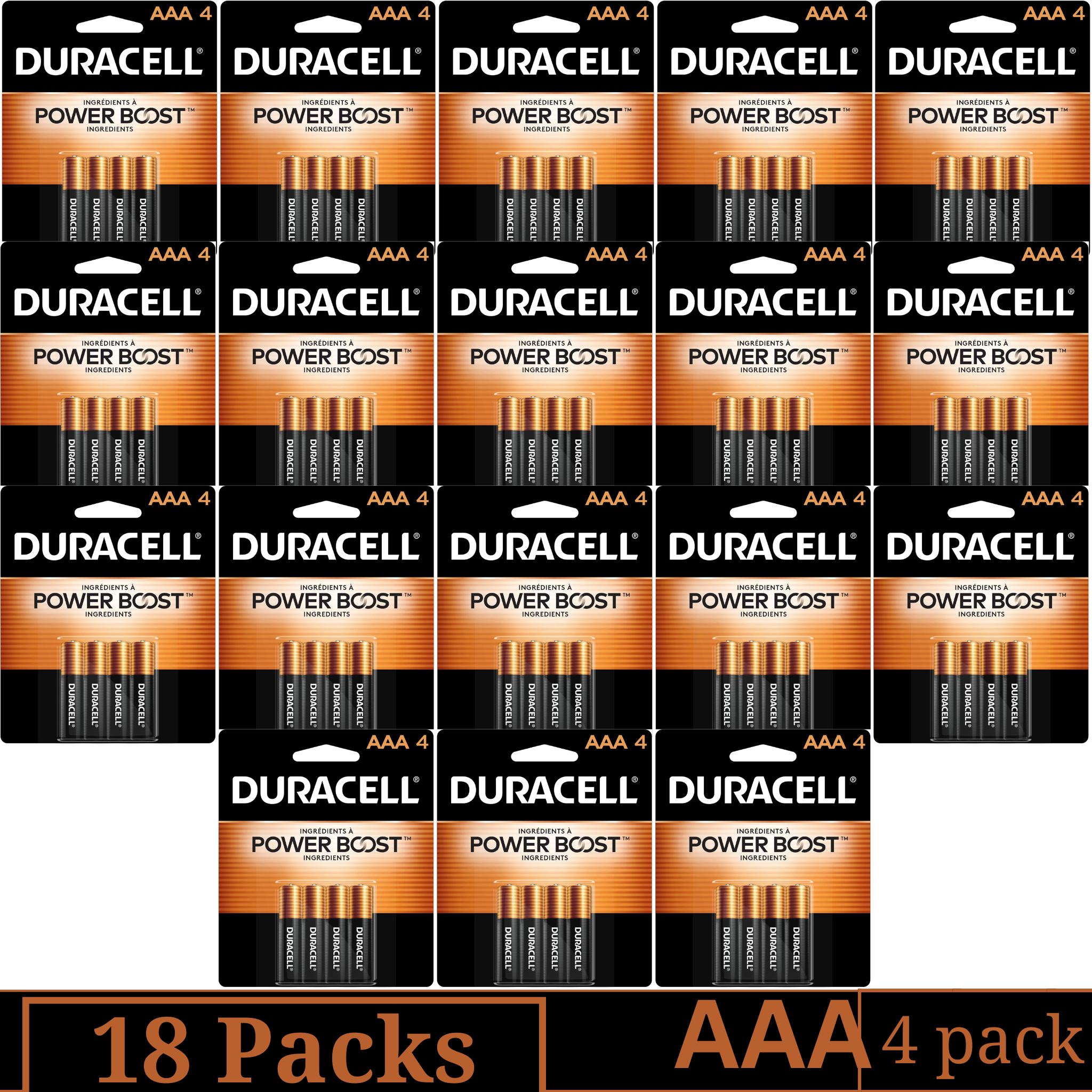 Duracell Coppertop AAA Alkaline Batteries Bulk – 4-Count x 18 Pack (72 Cells)