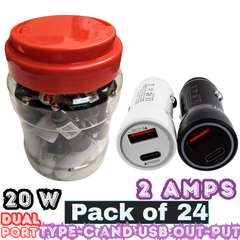 20W Dual Port USB Car Charger – USB-C PD & USB-A QC 3.0 Fast Charging – Pack of 12 – E-CC90154