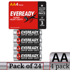 Eveready Super Heavy Duty AA Carbon Zinc Batteries 24 Pack Bulk – 96 Cells