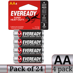 Eveready Super Heavy Duty AA Carbon Zinc Batteries 24 Pack Bulk – 96 Cells
