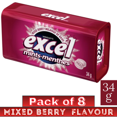 EXCEL Mixed Berry Flavour Mints – Sugar-Free Breath Mints – 34g – Pack of 8