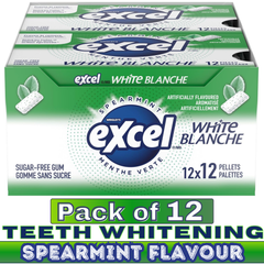 EXCEL White Spearmint Sugar-Free Chewing Gum – Teeth Whitening – 12 Packs (12 Pieces Each) | Sugar-Free Chewing Gum