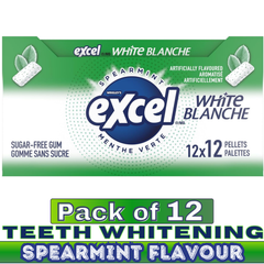 EXCEL White Spearmint Sugar-Free Chewing Gum – Teeth Whitening – 12 Packs (12 Pieces Each) | Sugar-Free Chewing Gum