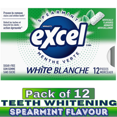 EXCEL White Spearmint Sugar-Free Chewing Gum – Teeth Whitening – 12 Packs (12 Pieces Each) | Sugar-Free Chewing Gum