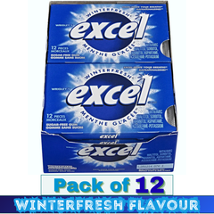 EXCEL Winterfresh Flavoured Sugar-Free Gum – 12 Packs (12 Pieces Each) | Sugar-Free Chewing Gum