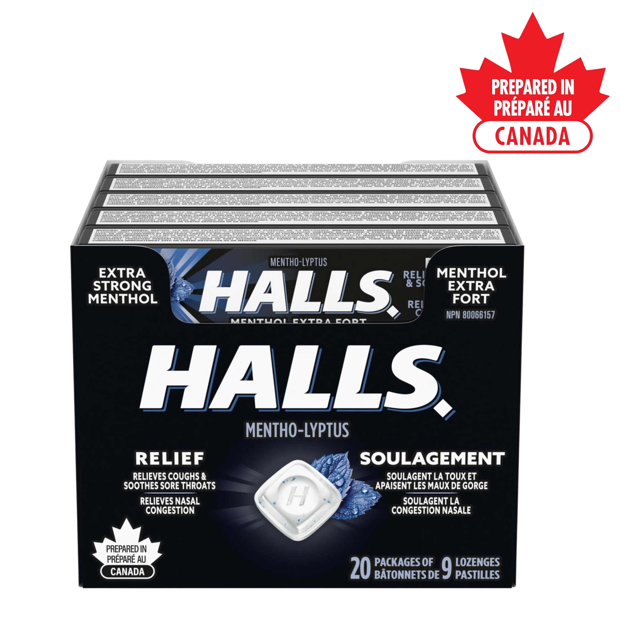 Halls Mentho-Lyptus Extra Strong Menthol Lozenges 20 Packs – Cough and Throat Relief