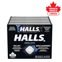 Halls Mentho-Lyptus Extra Strong Menthol Lozenges 20 Packs – Cough and Throat Relief