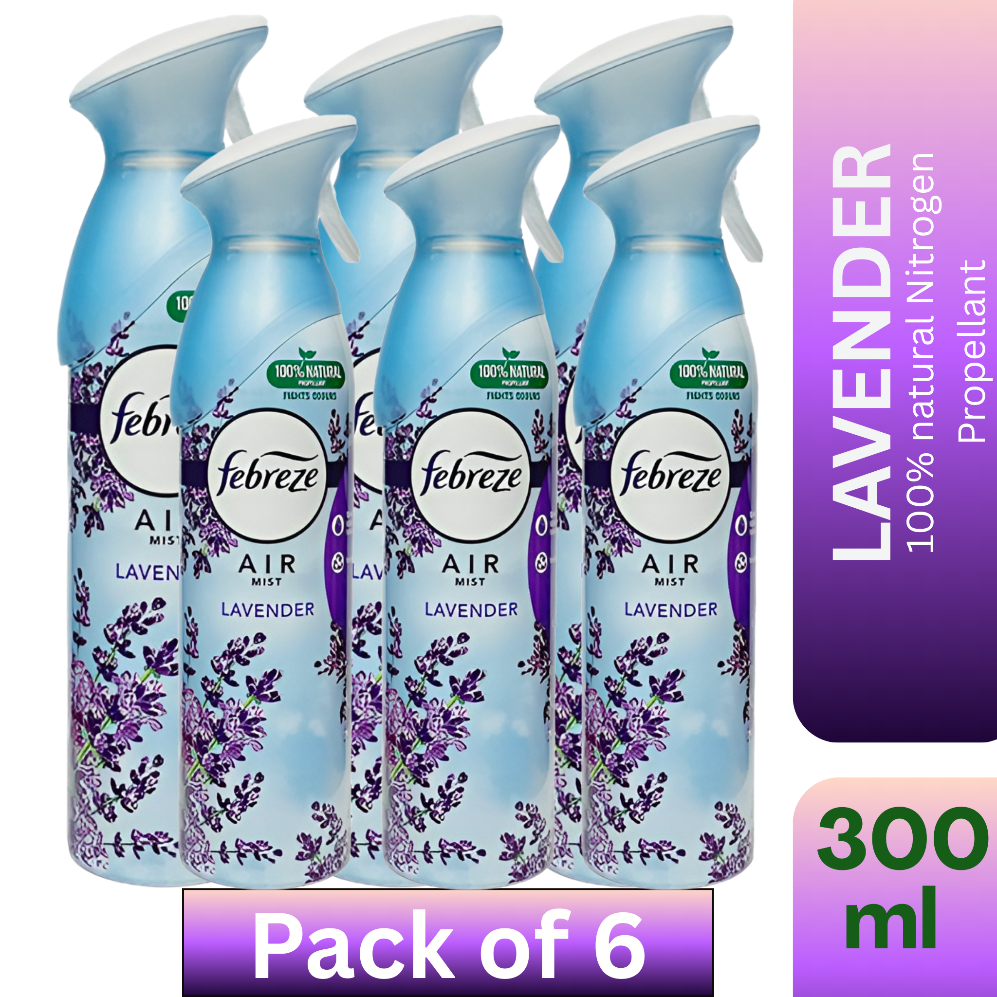 Febreze Air Freshener Spray – Lavender – 300ml (Pack of 6) – Wholesale Room Freshene