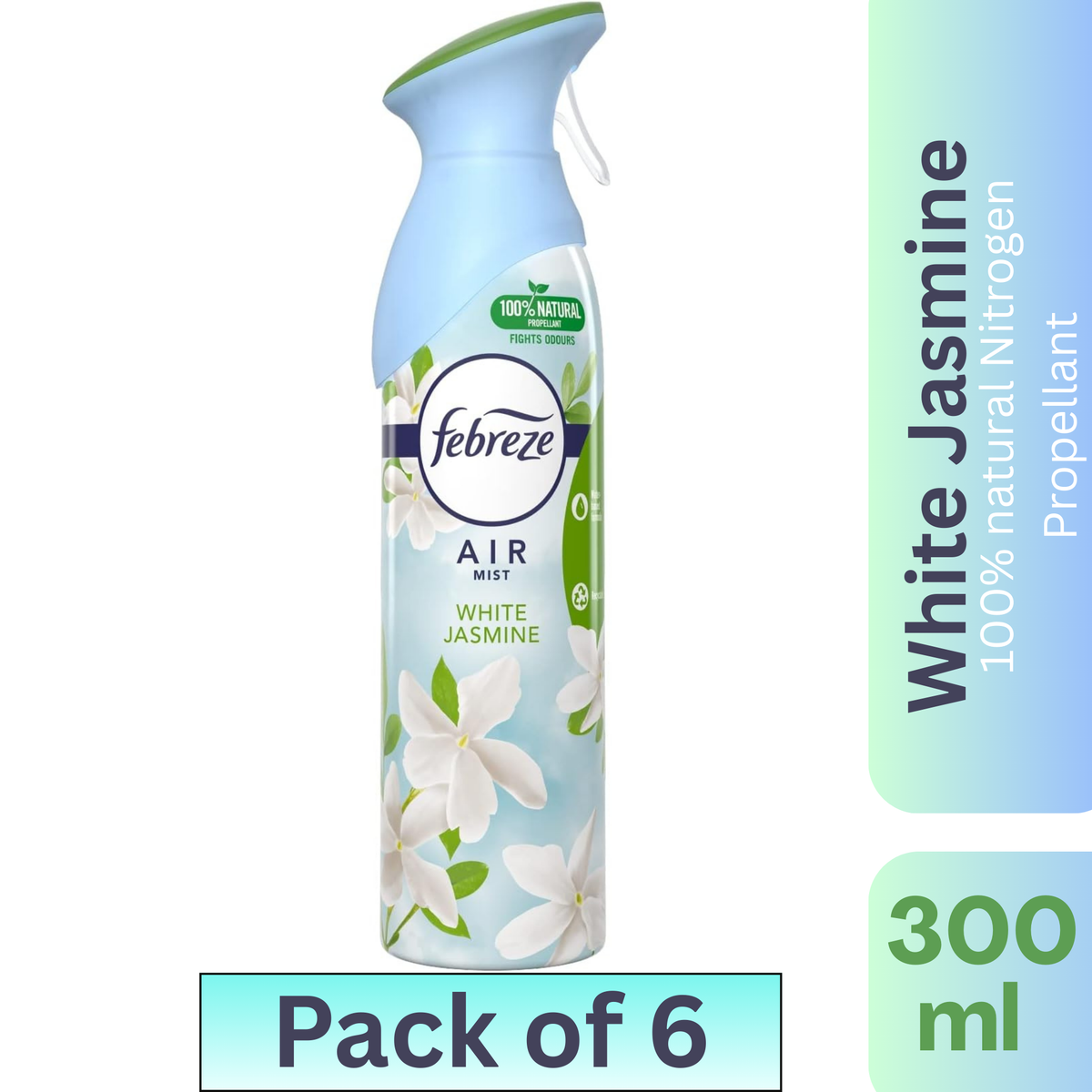 Febreze Air Freshener Spray White Jasmine 300ml Pack of 6 – Odor Eliminator & Home Freshener