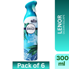 Febreze Air Freshener Spray – Lenor Ocean Escape – 300 ml (Pack of 6)