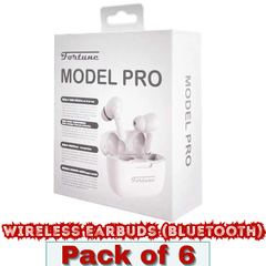 Fortune Model Pro True Wireless Bluetooth Earbuds – Bluetooth 5.0, IPX4 Sweat-Resistant – Pack of 6